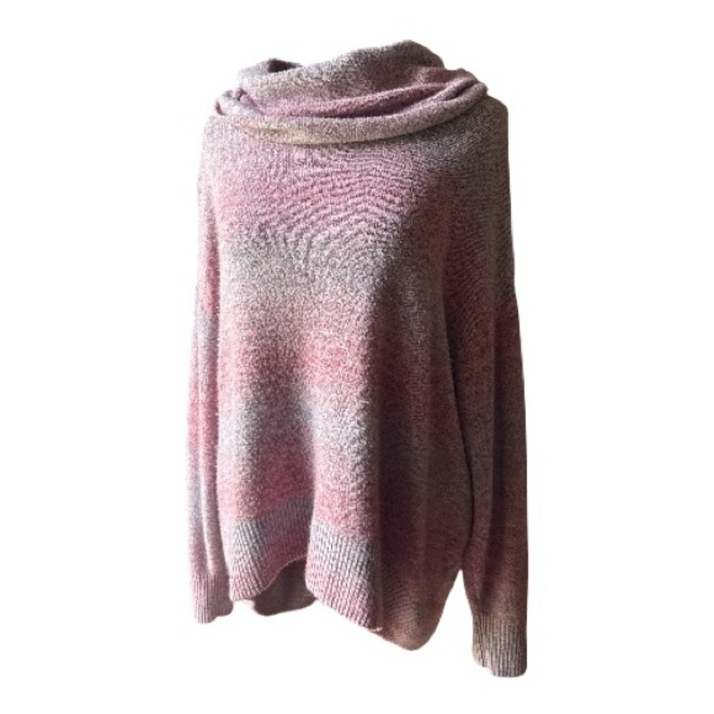American Eagle Cozy Pink Marble Cowl Neck Women's Sweater Size Medium